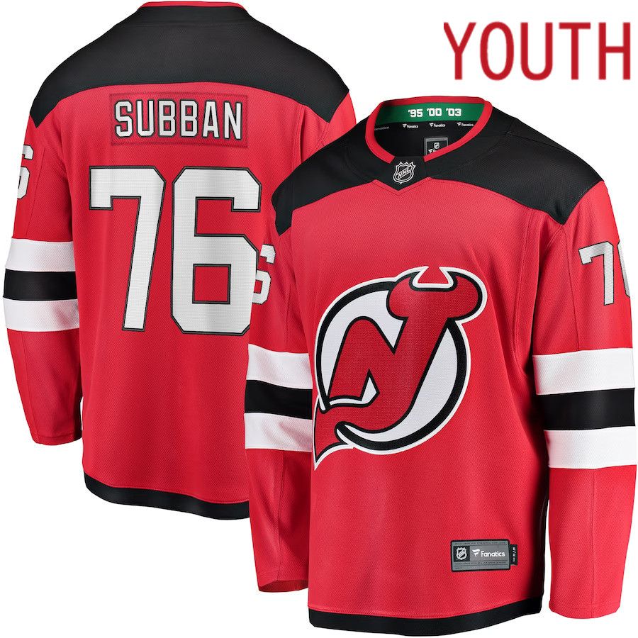 Youth New Jersey Devils 76 P.K. Subban Fanatics Branded Red Home Breakaway Player NHL Jersey